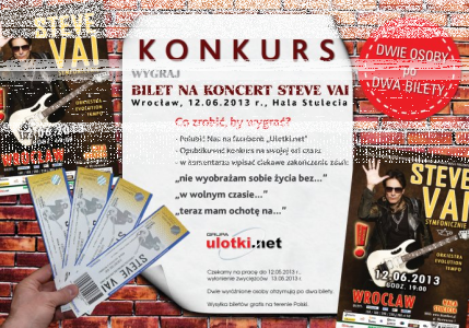 Konkurs "Wygraj bilet na koncert Steve Vai" Wrocław