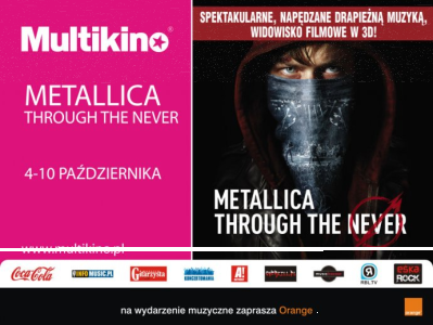Metalica - bilety do Multikina Złote Tarasy
