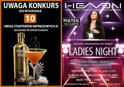 Wejściówki na Ladies Night w Heaven Leszno