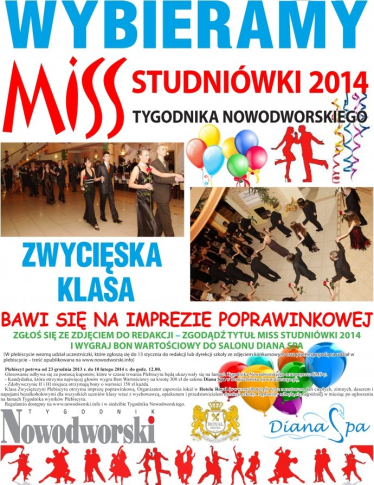 Wybieramy miss studniówki 2014 tygodnika nowodworskiego