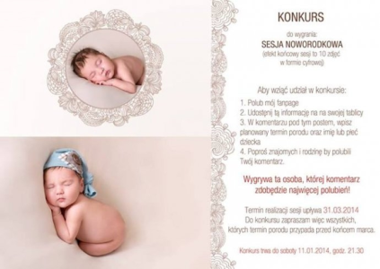 Wygraj sesję noworodkowa, Bytom i okolice, do godz. 21:30