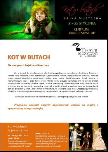 Konkurs "Ferie z Teatrem Muzycznym! - Kot w butach" Lublin