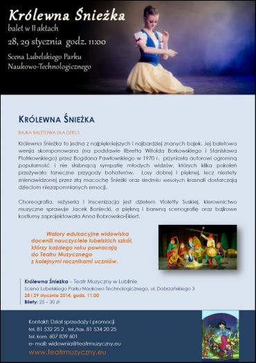 Konkurs "Ferie z Teatrem Muzycznym - Królewna Śnieżka" Lublin