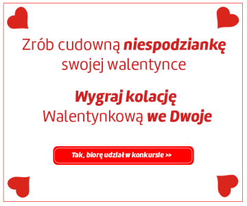 Wygraj bon o wartości 100 złotych na kolację Walentynkową we dwoje