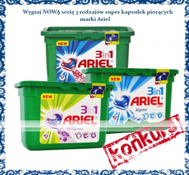 Wygraj zestaw trzech opakowań kapsułek marki ARIEL