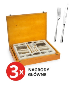 Wygraj komplet sztućców Muza 68 elementów w skrzyni drewnianej o wartości 1680 pln