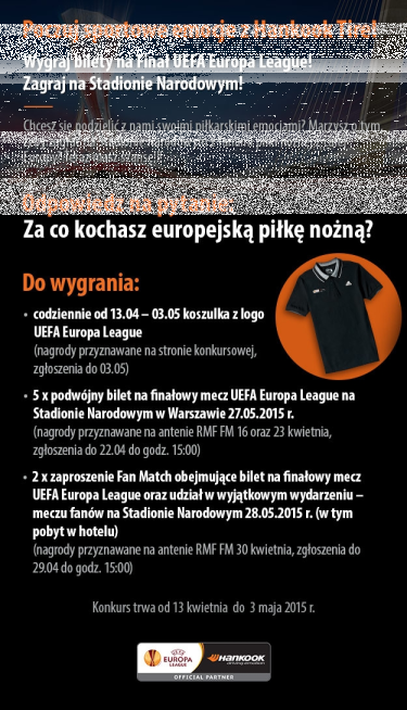 Wygraj bilet na finałowy mecz UEFA Europa League na Narodowym