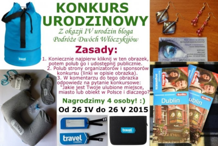Konkurs z okazji IV Urodzin Bloga Podróże Dwóch Włóczykijów