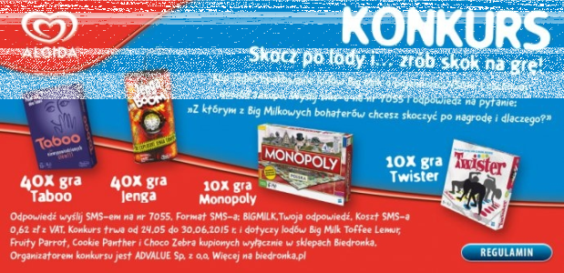 Konkurs "Skocz po lody i zrób skok na grę!" Biedronka