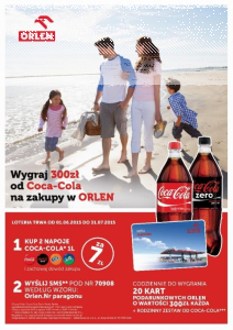 Loteria "Wygraj 300 zł od Coca Cola na zakupy w Orlen"