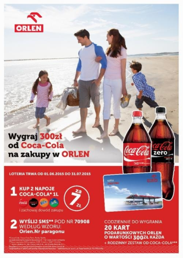Loteria "Wygraj 300 zł od Coca Cola na zakupy w Orlen"