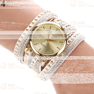 Konkurs z ShipGRATIS.eu o Damski wielowarstwowy zegarek z kamykami - biały