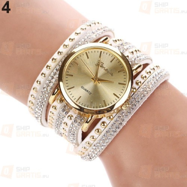 Konkurs z ShipGRATIS.eu o Damski wielowarstwowy zegarek z kamykami - biały