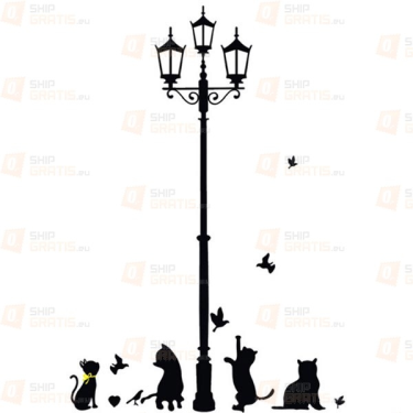 Konkurs z ShipGRATIS.eu o Naklejkę na ścianę - lampa z kotami