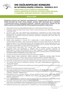 VIII Ogólnopolski Konkurs na Autorską Książkę Literacką - Świdnica 2015 - do 31 lipca 2015