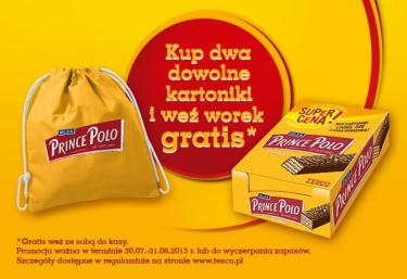 Kup kartonik Prince Polo/Nesquik i weź worek Prince  Polo Gratis, Tesco