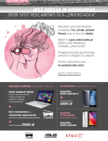Konkurs "Zrób spot reklamowy dla miesięcznika Zwierciadło"