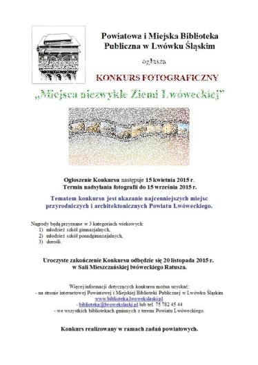 Konkurs "Miejsca niezwykłe Ziemi Lwóweckiej"