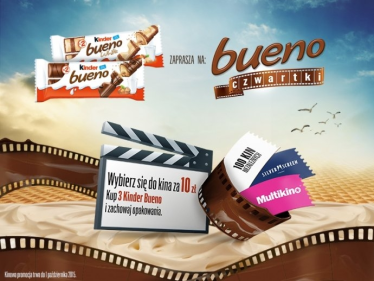 Kup trzy opakowania Kinder Bueno lub Kinder Bueno Light i wymień na bilet do kina
