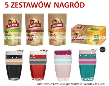 Wygraj 1 z 5 zestawów kawy zbożowej Anatol z kubkiem termicznym!
