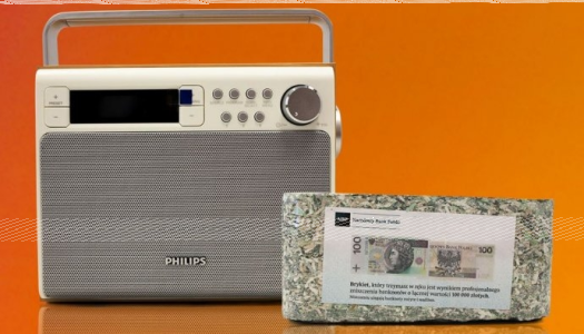 Wygraj cyfrowe radio i brykiet zmielonych banknotów o wartości 100 000 zł