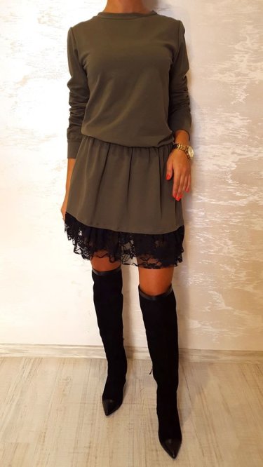 Wygraj sukienkę Khaki wykończoną koronką