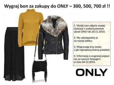 Wygraj bon na zakupy do Only 300,500,700 zł!