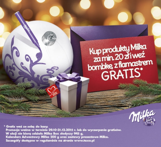 Weź Milka bombkę z pisakiem gratis, Tesco
