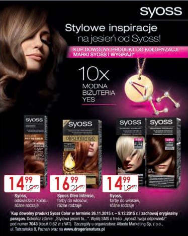 Konkurs "Stylowe inspiracje na jesień od Syoss!" w sklepach Drogerii Natura