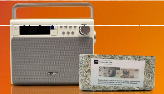 Wygraj cyfrowe radio i brykiet zmielonych banknotów o wartości 100 000 zł