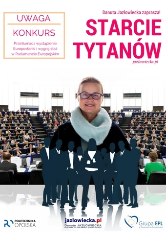 Konkurs "Zostań językowym tytanem i wyjedź na staż do Parlamentu Europejskiego!" (do godz. 16:00) Opolskie