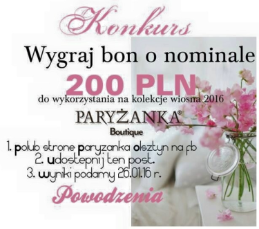 Wygraj bon o nominale 200 zł do Paryżanka Olsztyn