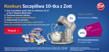 Konkurs "Szczęśliwa 10-tka z Zott"