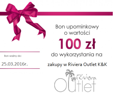 Wygraj bon o wartości 100 zł na zakupy w Riviera Outlet K&K