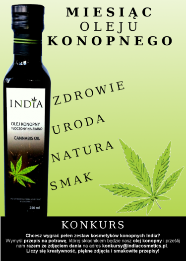 Konkurs "Wielki zestaw kosmetyków za pomysł na danie z olejem konopnym"
