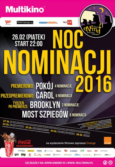 Wygraj bilet na ENEMEF: Noc Nominacji 2016, Kraków do godz. 12:00