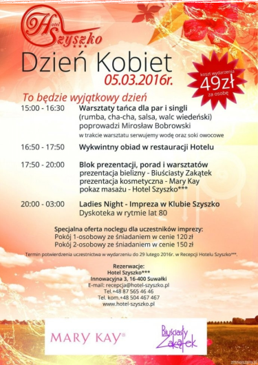 Konkurs "Dzień Kobiet w Hotelu Szyszko" Suwałki, do godz. 12:00