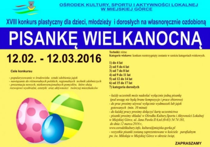 Konkurs na wasnorecznie zrobioną pisankę wielkanocną, Miejska Górka