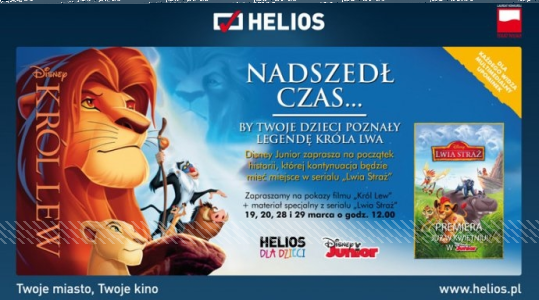 Konkurs "Poznaj legendę Króla Lwa w kinie Helios" Piotrków Trybunalski