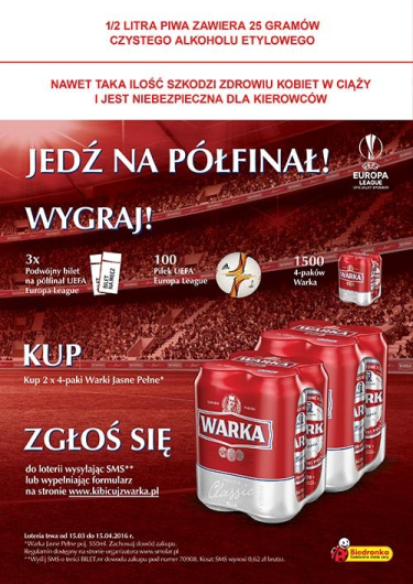 Loteria "Kibicuj z Warką" w Biedronce, 18+