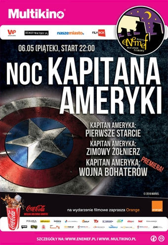 Konkurs "Noc Kapitana Ameryki w Multikinie Pasaż Grunwaldzki" Wrocław, do godz. 12:00