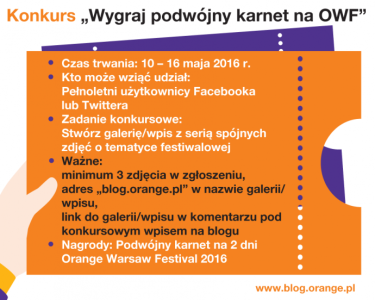 Wygraj podwójny karnet na Orange Warsaw Festival 2016