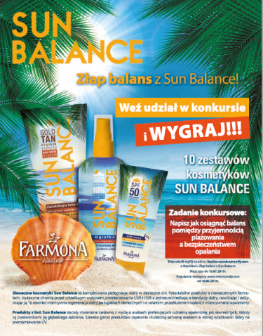 Konkurs "Złap balans z SUN BALANCE"