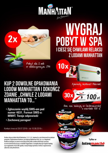Konkurs "Ciesz się chwilami relaksu z lodami Manhattan" Intermarche