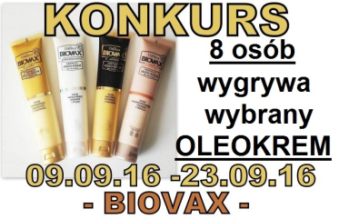 Konkurs "BIOVAX - 8 osób wygrywa wybrany OLEOKREM"