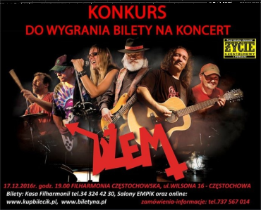 Wygraj biletyna  koncert zespołu "DŻEM" Częstochowa