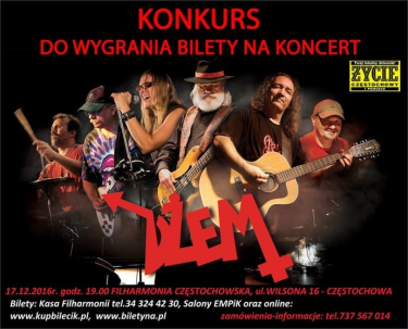 Wygraj biletyna  koncert zespołu "DŻEM" Częstochowa