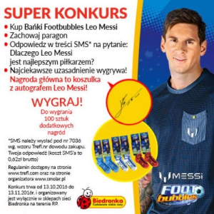 Konkurs "Podbijaj po nagrody od Messi Footbubbles!" Biedronka