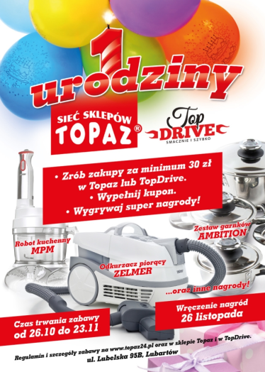 Konkurs "Świętuj urodziny z Topaz" Lubartów