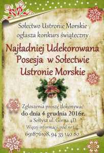 Konkurs "Najładniej Udekorowana Posesja w Sołectwie Ustronie Morskie 2016r"